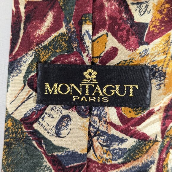 100% silk MONTAGUT Paris abstract floral neck tie - Picture 3 of 7